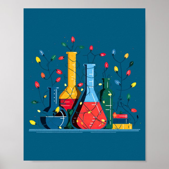 Póster Chemistry Christmas Lights Lover Chemist Science L (Frente)