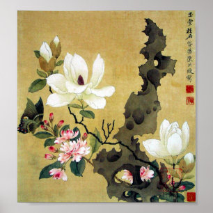 Póster Chen Hongshou Magnolia y Rock Directo