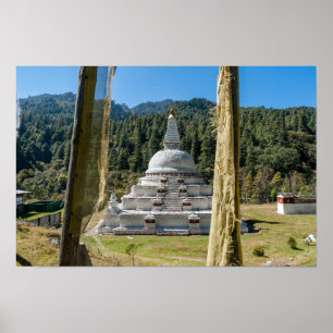 Póster Chendebji Chorten en Bután, Himalaya, Asia