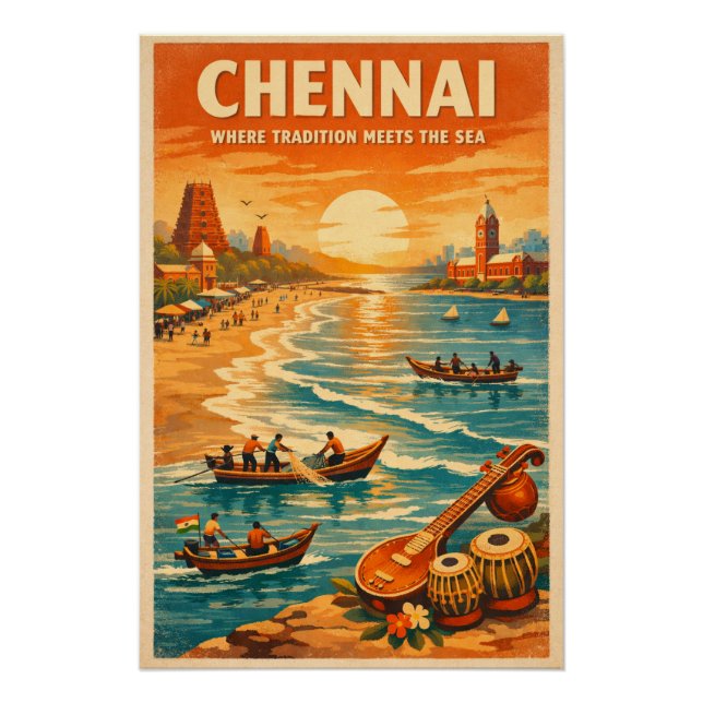 Póster Chennai, India, in a classic retro (Anverso)