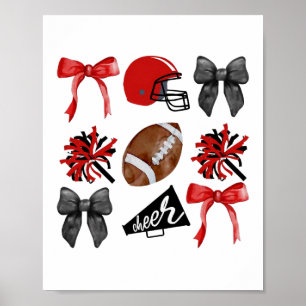 Póster Cheque Coquette Bow Fútbol Americano Otoño Thanksg