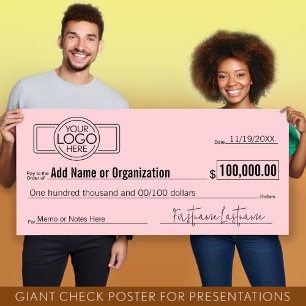 Póster Cheque en blanco gigante para estacas, premios, ca