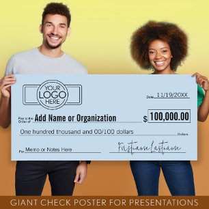 Póster Cheque en blanco gigante para estacas, premios, ca