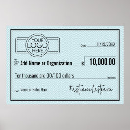 Póster Cheque en blanco para apuestas y premios