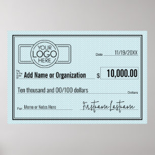 Póster Cheque en blanco para apuestas y premios