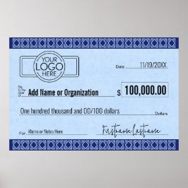 Póster Cheque en blanco para apuestas y premios AZUL ART