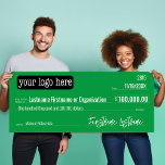 Póster Cheque en blanco para estacas, premios, caridad<br><div class="desc">Un gran cheque en blanco para premios y regalos. Si su empresa está donando a una organización sin fines de lucro o a una organización benéfica, puede utilizar esta plantilla de comprobación. 1) Cargar su logotipo 2) Rellenar toda la información del texto 3) Opcional - Puede cambiar el color y...</div>