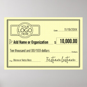 Póster Cheque en blanco para estacas y premios AMARILLO
