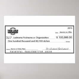 Póster Cheque en Blanco para Sorteos y Premios