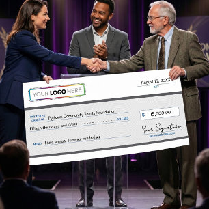 Póster Cheque Promocional Gigante con Logotipo de Empresa