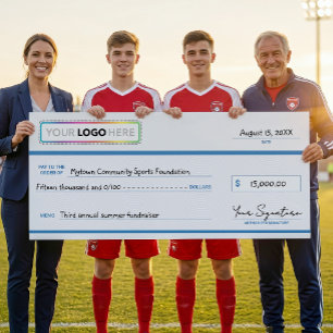 Póster Cheque Promocional Sobredimensionado con Logotipo 