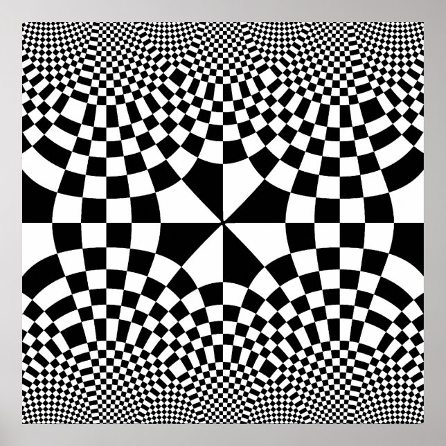 Póster Chequeras giratorias Ilusión óptica en blanco y ne (Frente)
