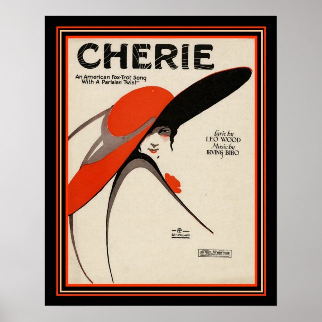 Póster "Cherie" Deco Foxtrot Sheet Music Print 16 x 20 (Frente)