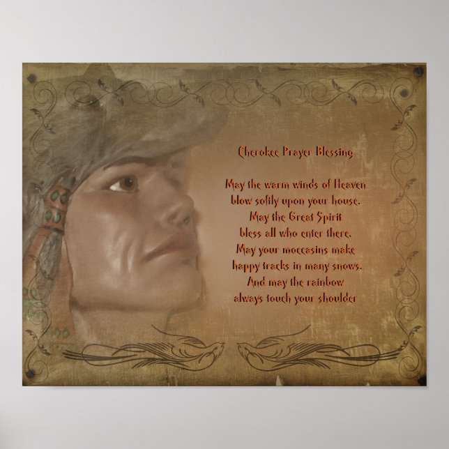 Póster Cherokee Blessing Nativo American Prayer (Frente)