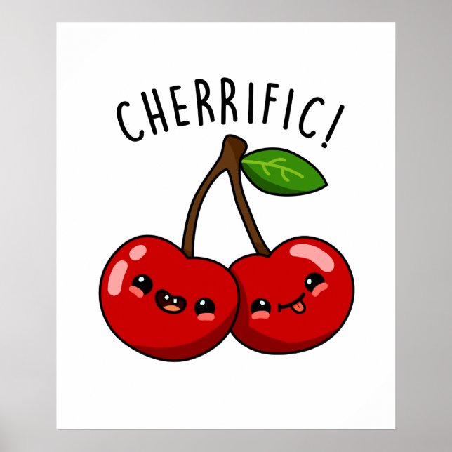 Póster Cherrily divertida Pun de Fruta de Cerezo Rojo (Frente)