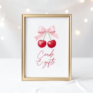 Póster Cherry Baby Shower Cards and Gifts Rótulo