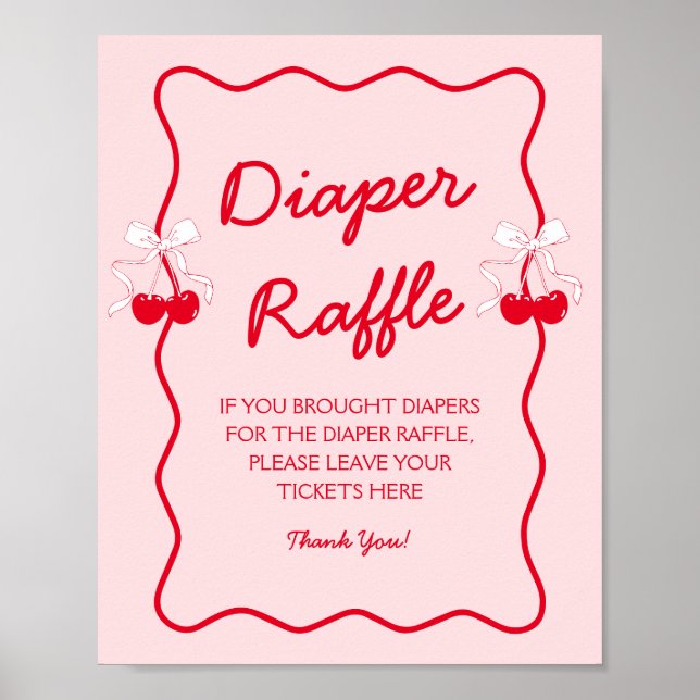 Póster Cherry Baby Shower Diaper Raffle (Frente)