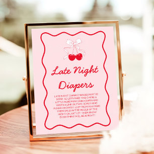 Póster Cherry Baby Shower Late Night Diapers Game