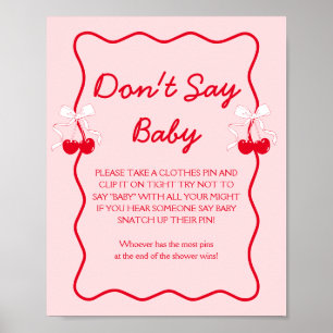 Póster Cherry Baby Shower No Digas Bebé Juego