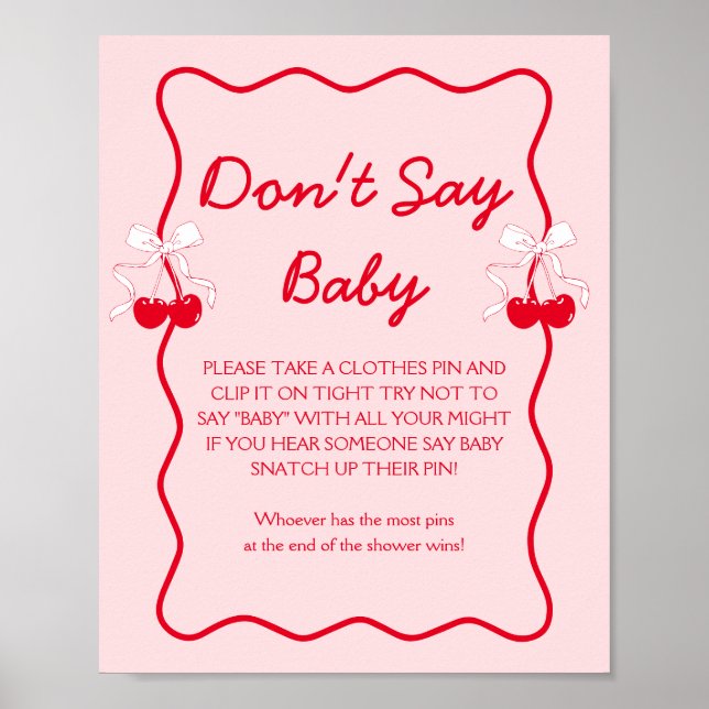 Póster Cherry Baby Shower No Digas Bebé Juego (Frente)