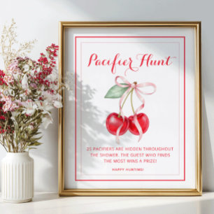 Póster Cherry Baby Shower Pacifier Hunt Game Rótulo