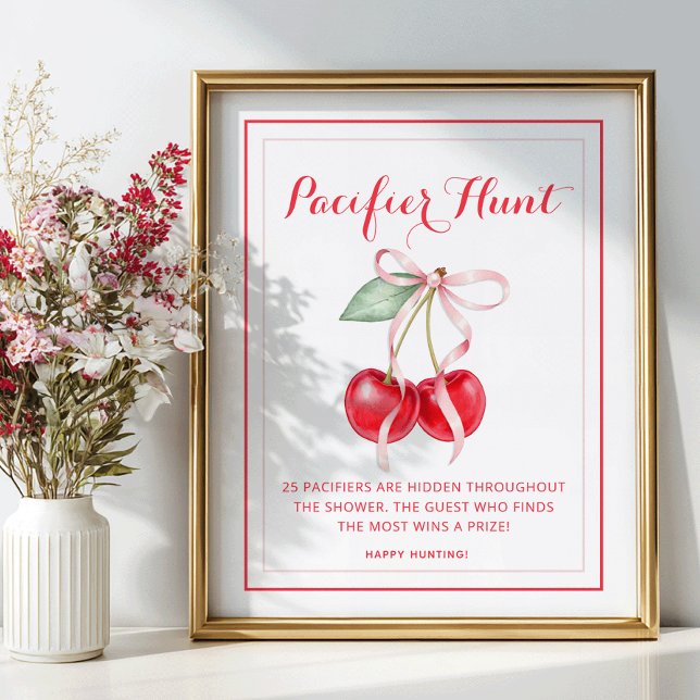 Póster Cherry Baby Shower Pacifier Hunt Game Rótulo (Pacifier Hunt Game)