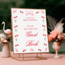 Póster Cherry Blossom Baby Shower Guest Book