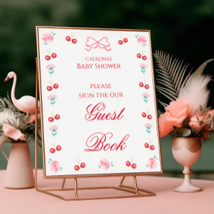 Póster Cherry Blossom Baby Shower Guest Book