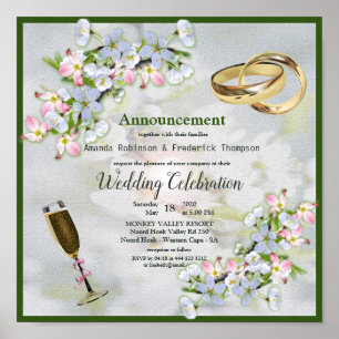 Póster Cherry Blossom Bouquet Boda