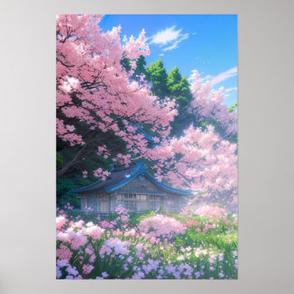 Póster Cherry Blossom Cottage