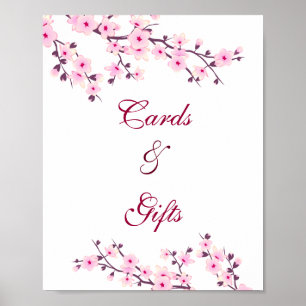 Póster Cherry Blossom Pink White Cards Y Gifts Boda