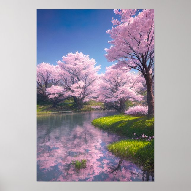 Póster Cherry Blossom Riverside (Frente)