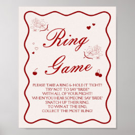 Póster Cherry Bridal Shower Ring Game  Poster