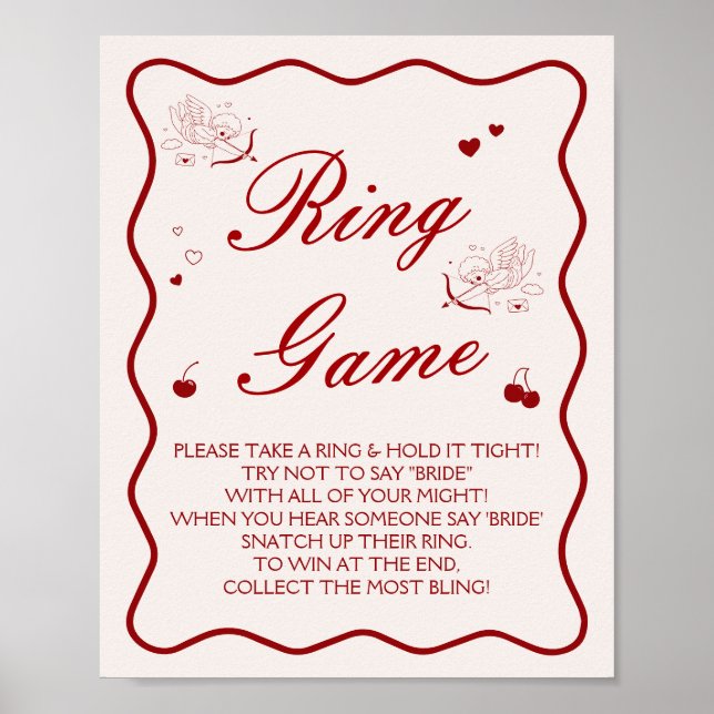 Póster Cherry Bridal Shower Ring Game  Poster (Frente)