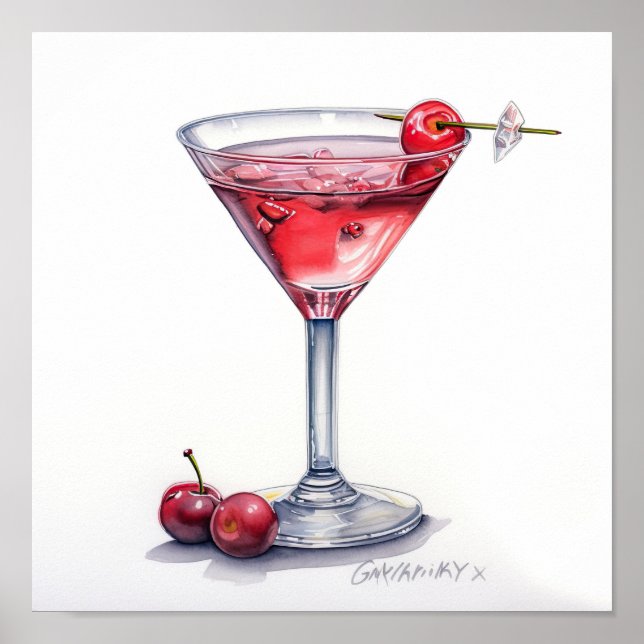 Póster Cherry Cocktail Art (Frente)