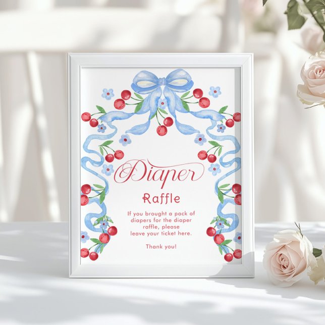 Póster Cherry Diaper raffle Blue bow Whimsical (Subido por el creador)
