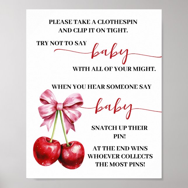 Póster Cherry no dice juego de ducha de ropa para bebé (Frente)