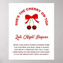 Póster Cherry On Top Chica Baby Shower Tarde Noche Diaper