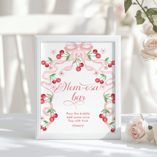 Póster Cherry Pink Bow Momosa bar baby ducha