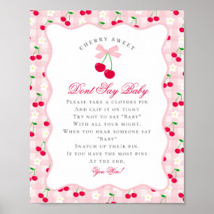 Póster Cherry Sweet Pink Coquette Bow No Dice Rótulo Infa