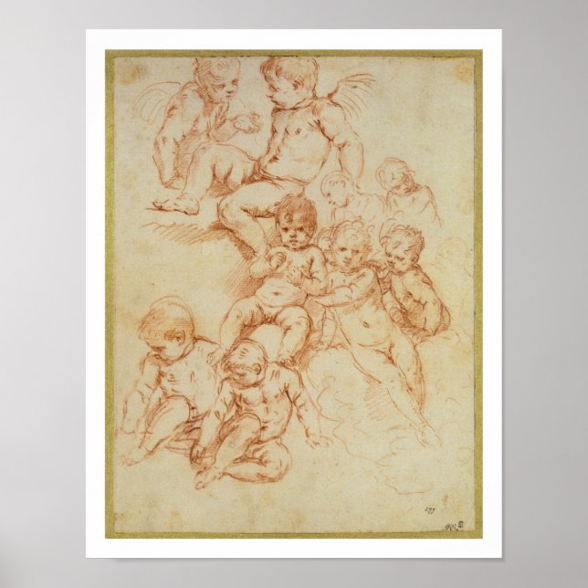 Póster Cherubs, principios del siglo XVII (tiza roja sobr (Frente)
