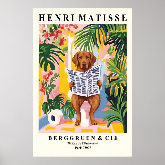 Póster Chesapeake Bay Retriever on Toilet Art Matisse (Frente)
