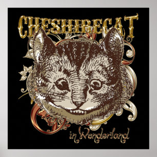 Póster Cheshire Cat Carnivale Style (Versión Dorada)