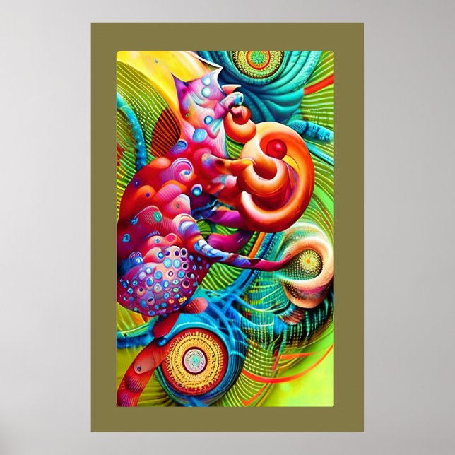 Póster Cheshire Cat Peacock Psychedelic Dream Pop (Frente)