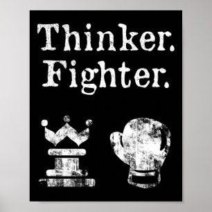 Póster Chess Boxer Thinker Fighter Boxing Chess Chess Lov