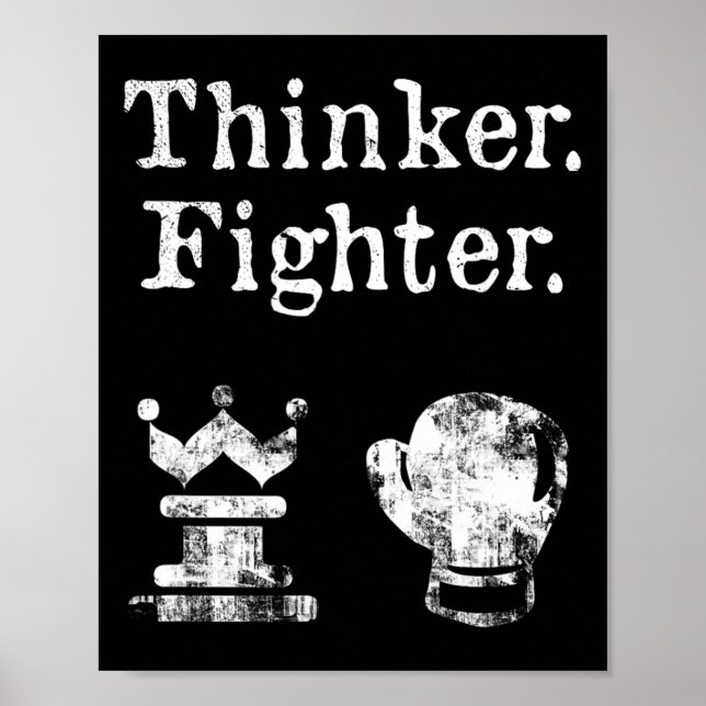 Póster Chess Boxer Thinker Fighter Boxing Chess Chess Lov (Frente)