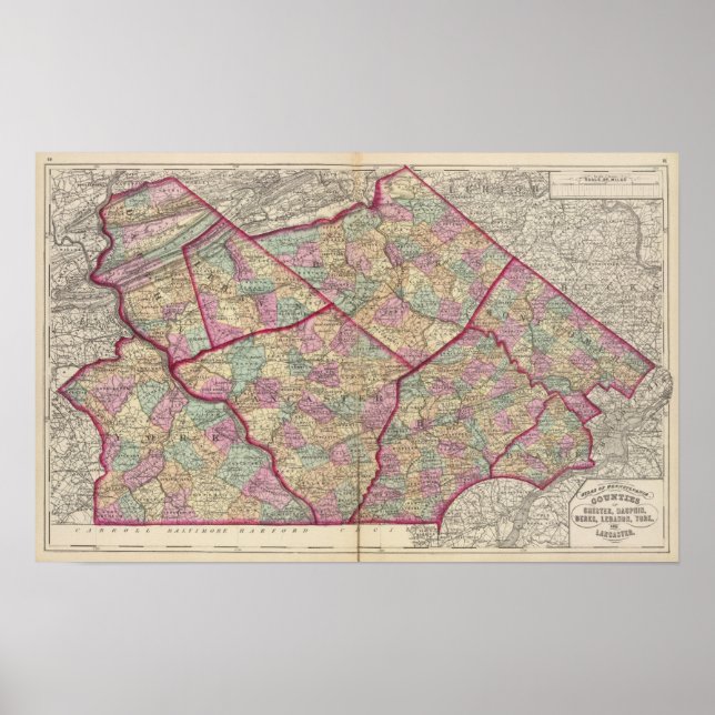 Póster Chester, Dauphin, Berks, Líbano (Frente)