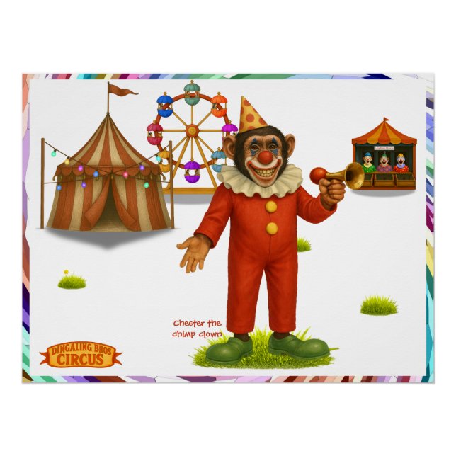 Póster Chester el payaso chimpancé (Anverso)
