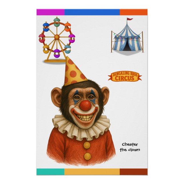 Póster Chester el payaso chimpancé (Anverso)