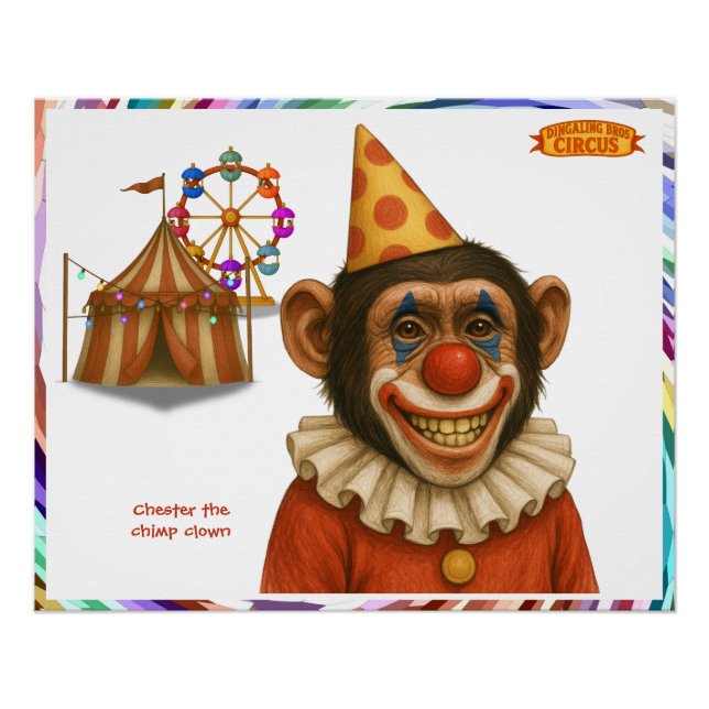 Póster Chester el payaso chimpancé (Anverso)